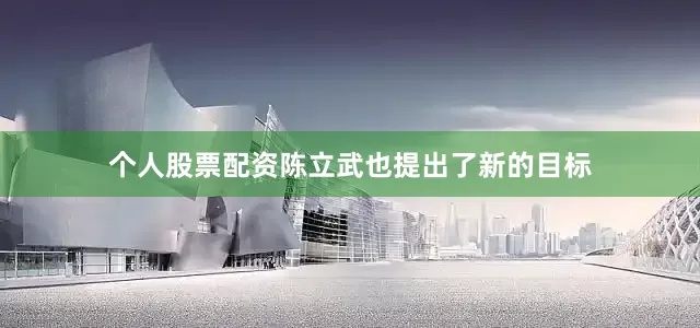 个人股票配资陈立武也提出了新的目标